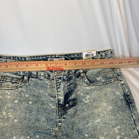 Girls Size 14 Acid Wash Denim Straight Leg Raw Fringe Bottom Trendy Y2K Fun NWT - Picture 10 of 13